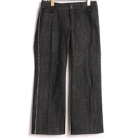 チェックラインストレートデニムパンツ 40 バーバリーロンドン 75195 BURBERRY LONDON ブラック レディース