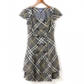 チェックワンピース　半袖 36 バーバリーブルーレーベル 01000663 BURBERRY BLUE LABEL グレー レディース