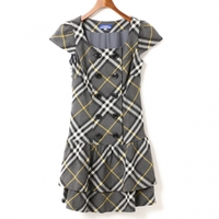 チェックワンピース　半袖 36 バーバリーブルーレーベル 01000663 BURBERRY BLUE LABEL グレー レディース