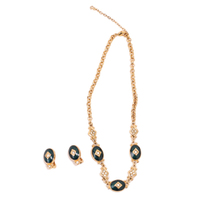 ネックレス [チェーン]39cm , [トップ]1.8×1.2cm(3個) バーバリーズ 47389 Burberrys ゴールド系×グリーン系 レディース