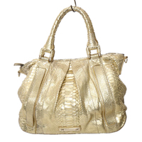 バーバリー レザーゴールドハンドバック 37272 ゴールド系 レディース 華やかなクロコ型押し風バック