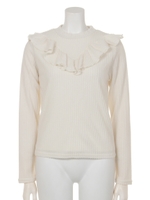 バストフリルハイネックTOP/WHT