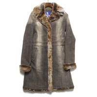 フェイクファー装飾トロングデニムコート 38 バーバリーブルーレーベル 66009 BURBERRY BLUE LABEL ブラック レディース