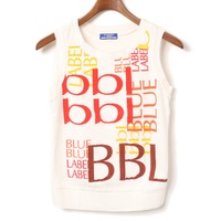 フロント英字プリントノースリーブカットソー 38 バーバリーブルーレーベル 73915 BURBERRY BLUE LABEL ホワイト レディース