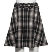 ベルトつきチェック柄フレアスカート