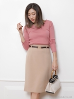ベルト付タイトスカート/ベージュ
