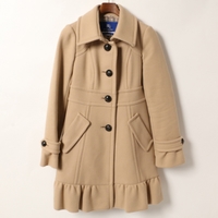 裾フリル　ウールコート 36 バーバリーブルーレーベル br01001043 BURBERRY BLUE LABEL ベージュ レディース