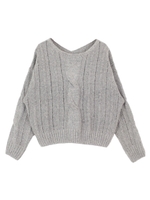 前後2wayケーブル編みニット/杢グレー