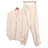 麻　パンツスーツセットアップ L バーバリーロンドン 74521 BURBERRY LONDON ベージュ メンズ
