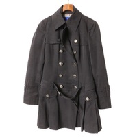 裏地チェックロゴボタンフレアトレンチコート 38 バーバリーブルーレーベル br01002258 BURBERRY BLUE LABEL ブラック レディース