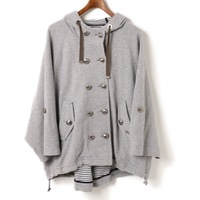 裏地ボーダーコットンドレープケープパーカー 38 バーバリーブルーレーベル 75261 BURBERRY BLUE LABEL グレー レディース