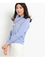 ファートリミングスヌード付ニット/レモンイエロー(031)