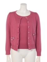 リボン刺繍フラワーツイン/ローズピンク