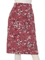 花柄ペンシルスカート/レッド