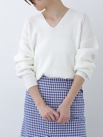 コットンブレンド片畦ニット/ピンク