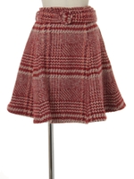 チェックフレアスカート/レッド