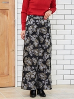 フラワーモールジャガードワイドパンツ/ピンク柄