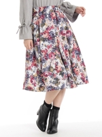 グログラン花柄プリントスカート/サックス