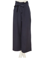 サイドリボンタックワイドパンツ/ネイビー