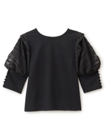 タックボリュームスリーブカットトップス/ブラック