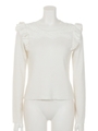 ショルダーフリルレースKNIT TOP/WHT