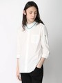 WEGO/アクセ付き7分袖バンドカラーシャツ