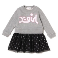 【50%OFF】ロゴ入り裏毛トレーナーチュールスカートドッキングワンピース