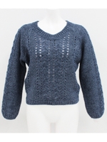 【Alluge】2カラー・ケーブルニットトップス【別売りSET UP】/ネイビー(018)