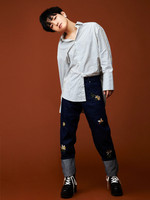 DING/折り返し花柄刺繍パンツ