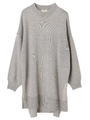 ・ハイネックワンピース/杢ライトグレー