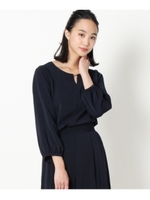 【WEB限定サイズ】プレート使いブラウス/ネイビー(093)