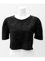 【CHILLE】オリエンタル柄型押しパワショルトップス/ブラック(027)