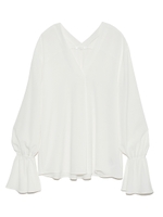 スキッパーフレアスリーブブラウス/WHT