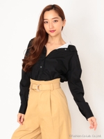 ダブル衿ブラウス/ブラック