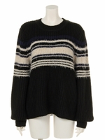 フェザーラインバルキーニットＰＯ/柄BLK