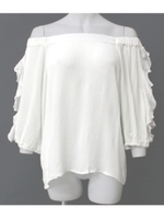 フリルオープンスリーブトップス/オフホワイト(002)