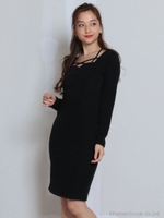 フロントバッククロスタイトワンピース/オフホワイト