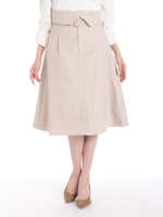 ベルト付きミディ丈SK/ベージュ