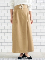 レースアップラップロングスカート/ベージュ