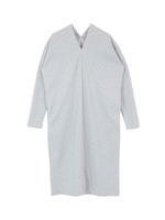 長袖Vネックカットソーワンピース/杢グレー