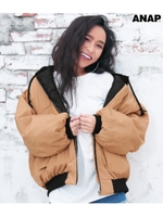 【ANAP】フード付ボリュームスリーブブルゾン/ベージュ(005)