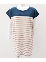 【Alluge】配色ボーダーTシャツ/ネイビー(018)