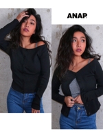 【ANAP】2WAYボタンカーディガン/ブラック(027)