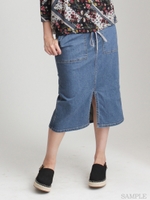 9.5オンスストレッチデニムベイカータイトスカート/ブルー