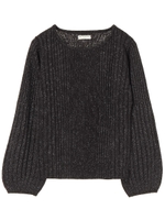 ・ランダムラメリブニットプルオーバー/杢ライトグレー