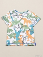 ２１／−天竺ペンタッチダイナソープリントＴシャツ/ネイビー