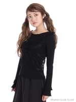 テレコTOPS＆レースキャミセット/ブラック