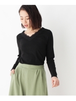 テレコレースVネックプルオーバー/ブラック(019)