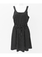 【Sandie anap】ドットタンクフレアリボン付ワンピース/ブラック(027)