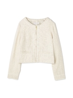 ブークレツィードノーカラーブルゾン/ブルー(110)